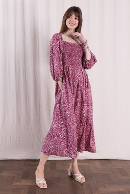Ecovero Square Neck Shirred Dress