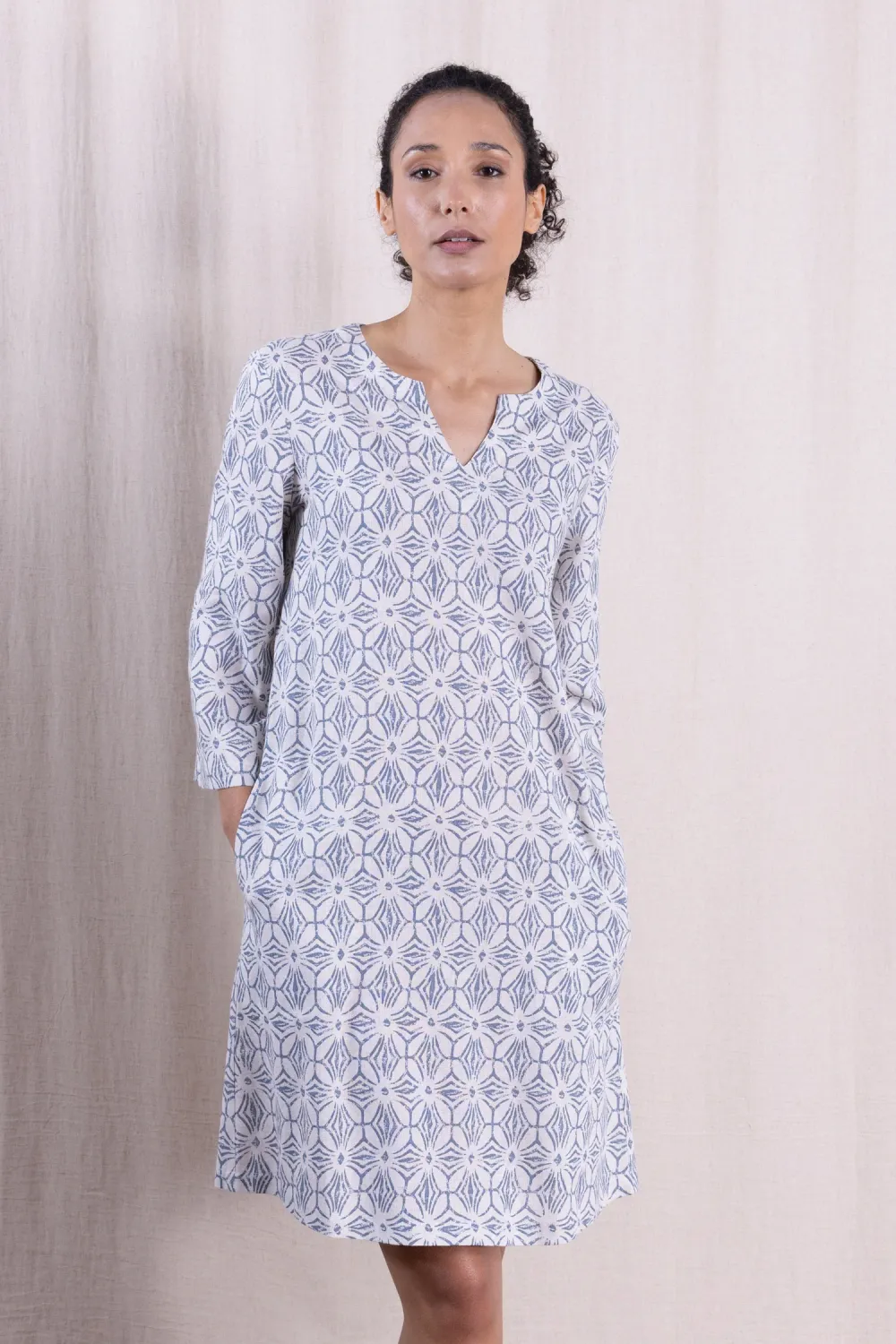 - Relaxed Tunic Dress - Cornflower
