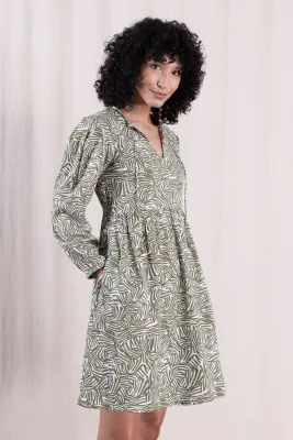Pleat Shoulder Tunic Dress - Verdant