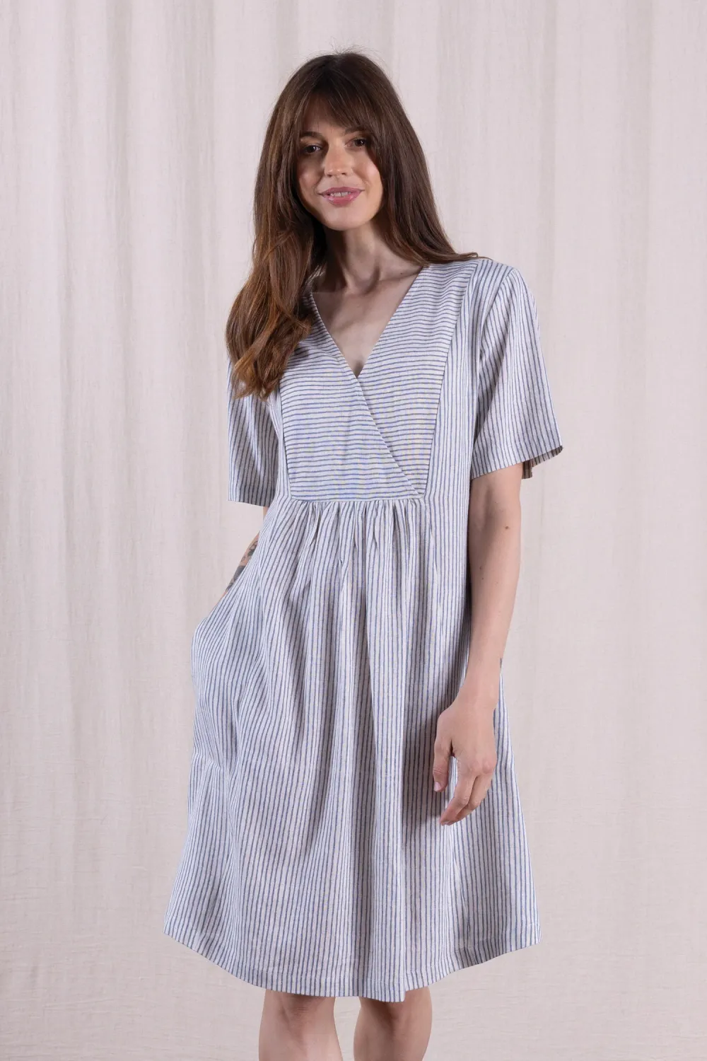 Linen Blend Smock Tunic Dress