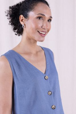 Linen Blend Button Through Vest