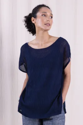 Linen/Cotton Open Knit Top