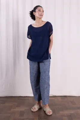 Linen/Cotton Open Knit Top