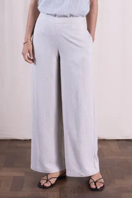 Linen Blend Wide Leg Trouser