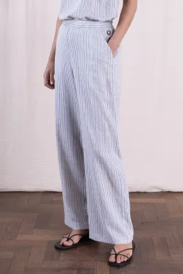Button Wide Leg trouser - Cornflower