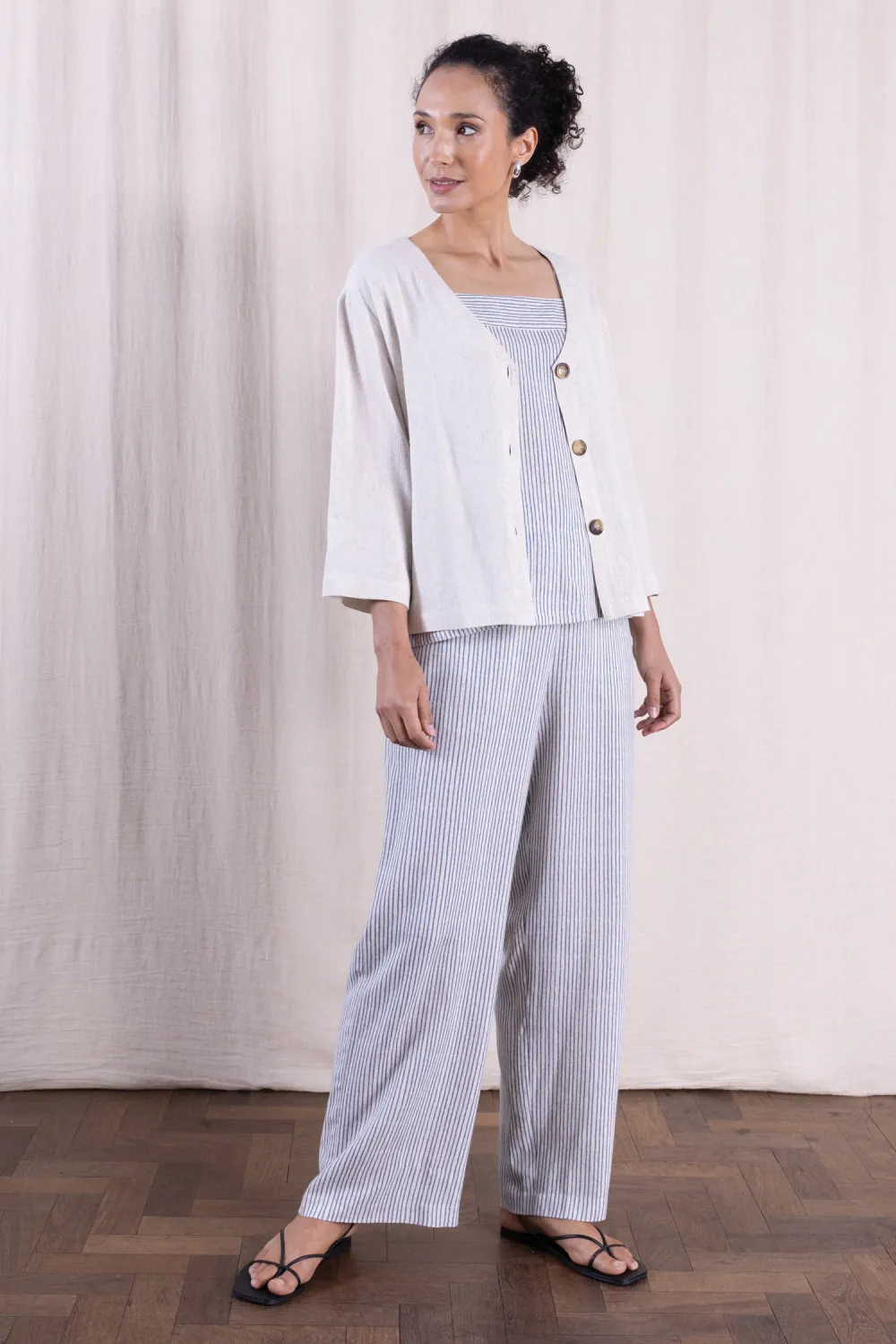 Button Wide Leg trouser - Cornflower