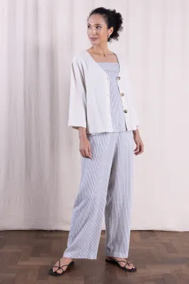 Button Wide Leg trouser - Cornflower