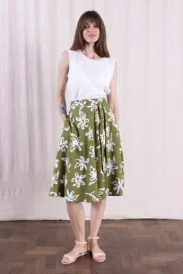 Cotton Poplin Swing Skirt