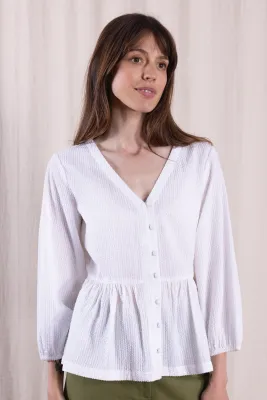 Cotton Gathered Shirt