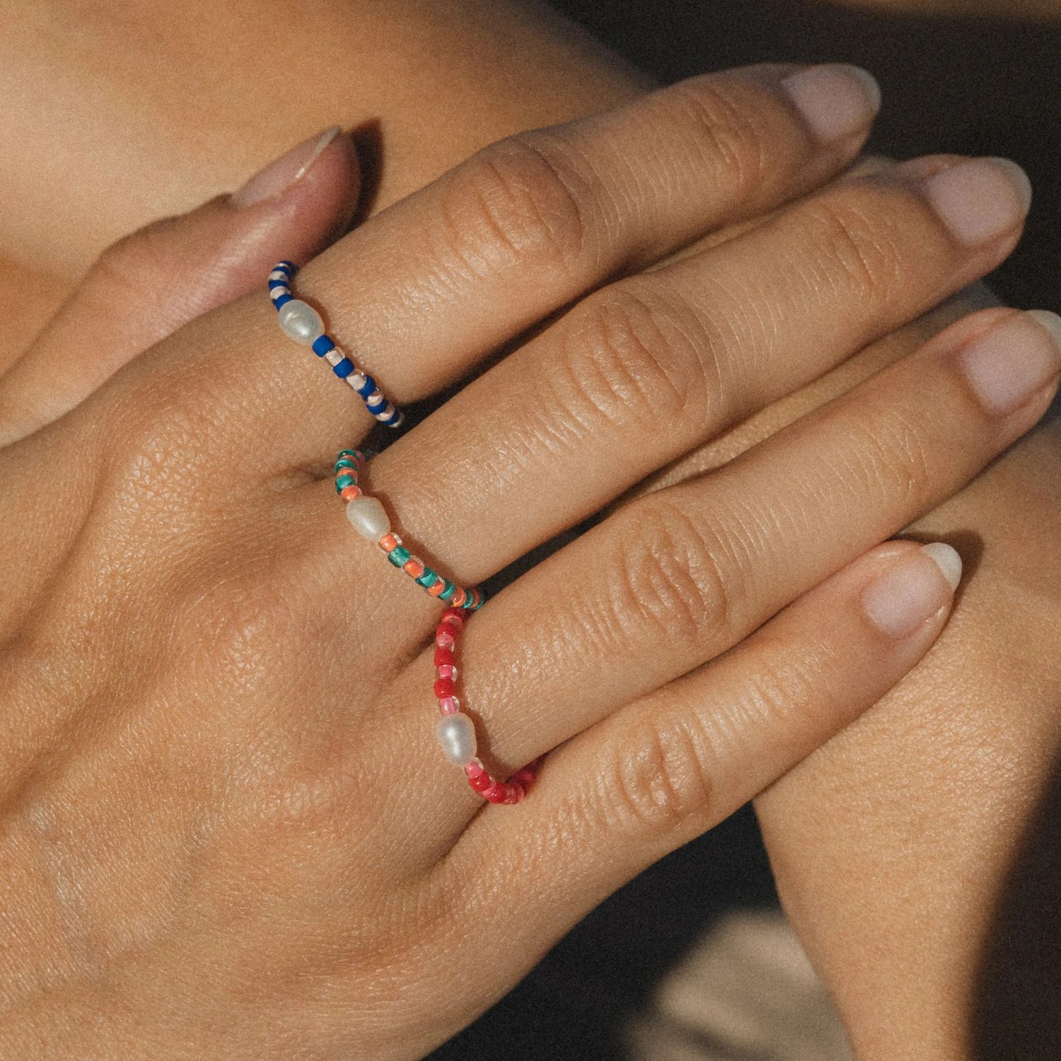 Mutiara Pearl Bead Stretchy Ring Set | Mix &amp; Match Stack Rings