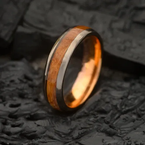 Whiskey Wood Tungsten Ring | BOSTON 6MM