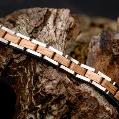 Whiskey Wood &amp; Steel Bracelet CHARLES