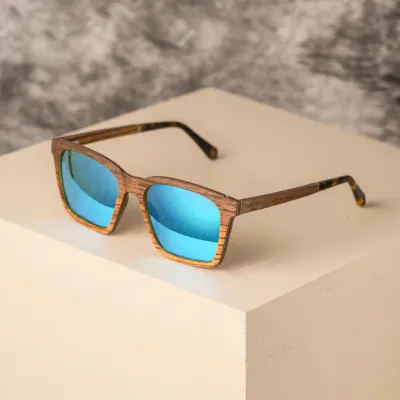 Perran Large Wayfarer Wooden Sunglasses Frames with Polarized Mirror Lenses
