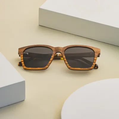 Perran Large Wayfarer Wooden Sunglasses Frames with Polarized Mirror Lenses