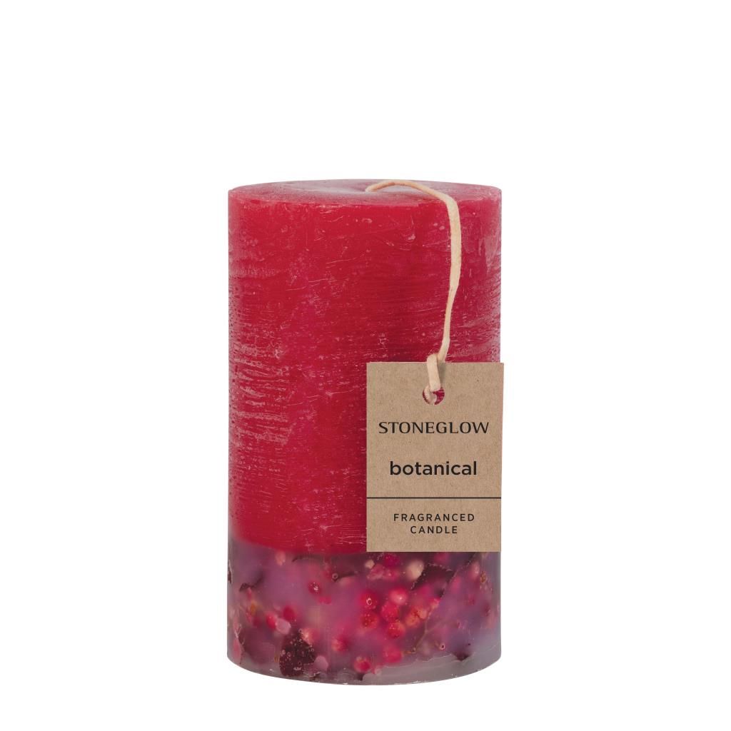 Elements - Fire - Red Pepper &amp; Cardamom Scented Botanical Inclusion Pillar Candle (75 x 127mm)