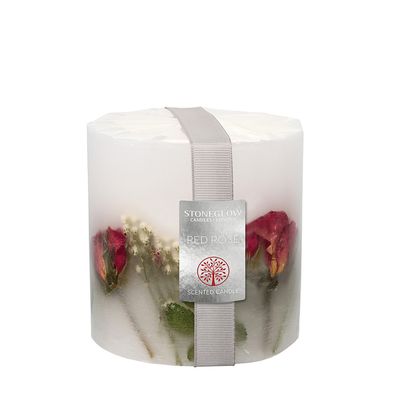 Nature's Gift - Red Rose - Scented Botanical Inclusion Pillar Candle (95 x 95mm)