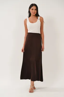 Satin Godet Midi Skirt