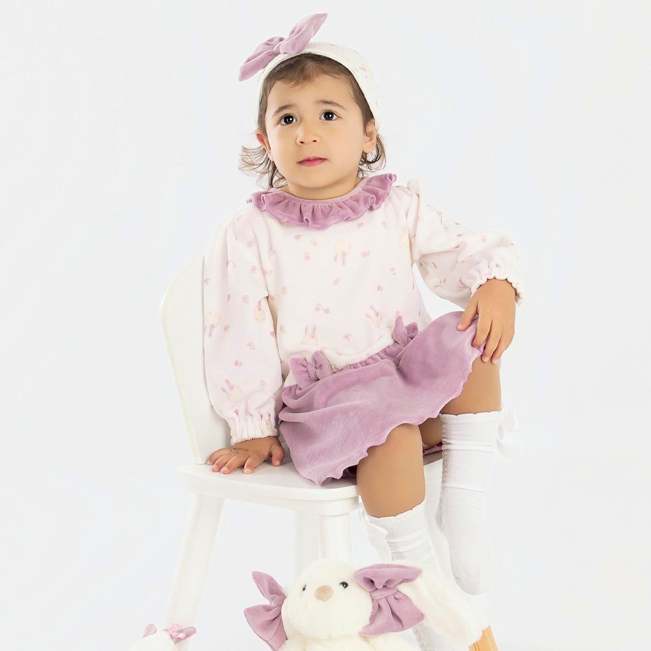 Baby Girl Organic Velvet Dress with Front Bows