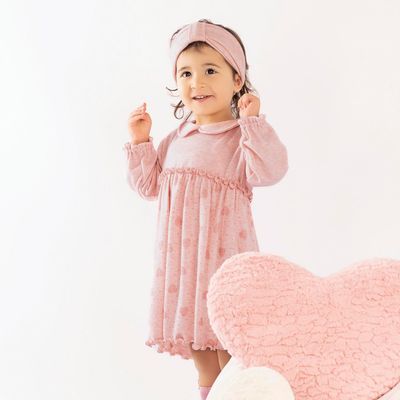 Baby Girl Long‑Sleeve Knit Dress with Back Opening
