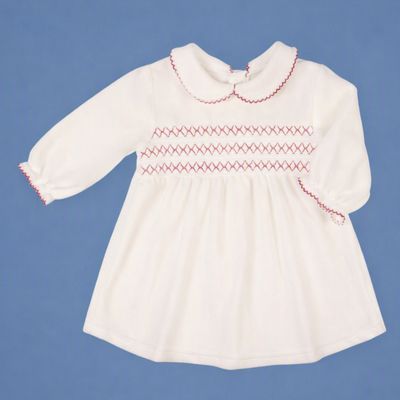 Baby Girl Long‑Sleeve Velvet Dress with Chest Ruffle