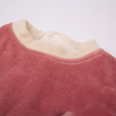 Baby Velvet Pajama with Back Opening and Animal Face Detail