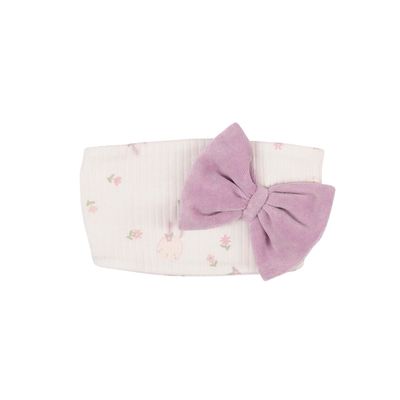 Organic Ribbed Cotton Headband with Applied Bow – One Size (0–6M)