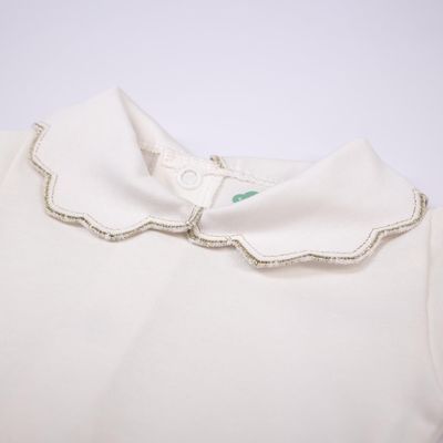Long Sleeve Organic Cotton Body with Back Opening and Lace Trim