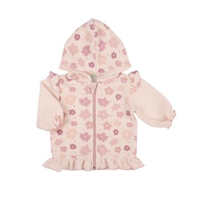 Ribbed Cotton Hoodie with Zipper and Hood