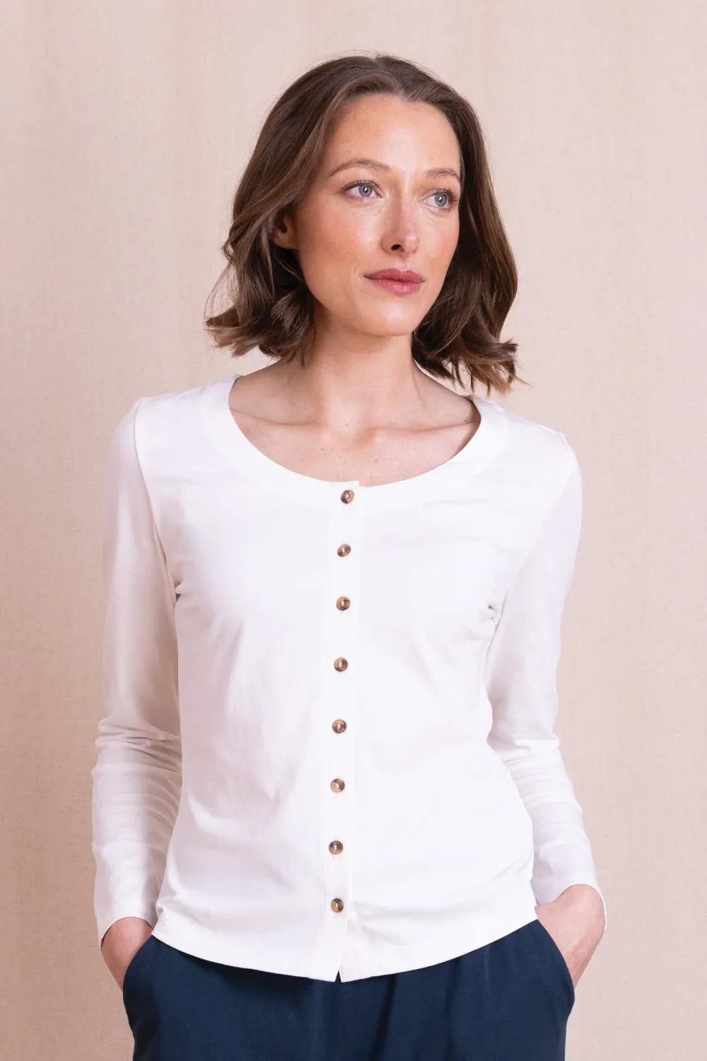 Button Through Jersey Top