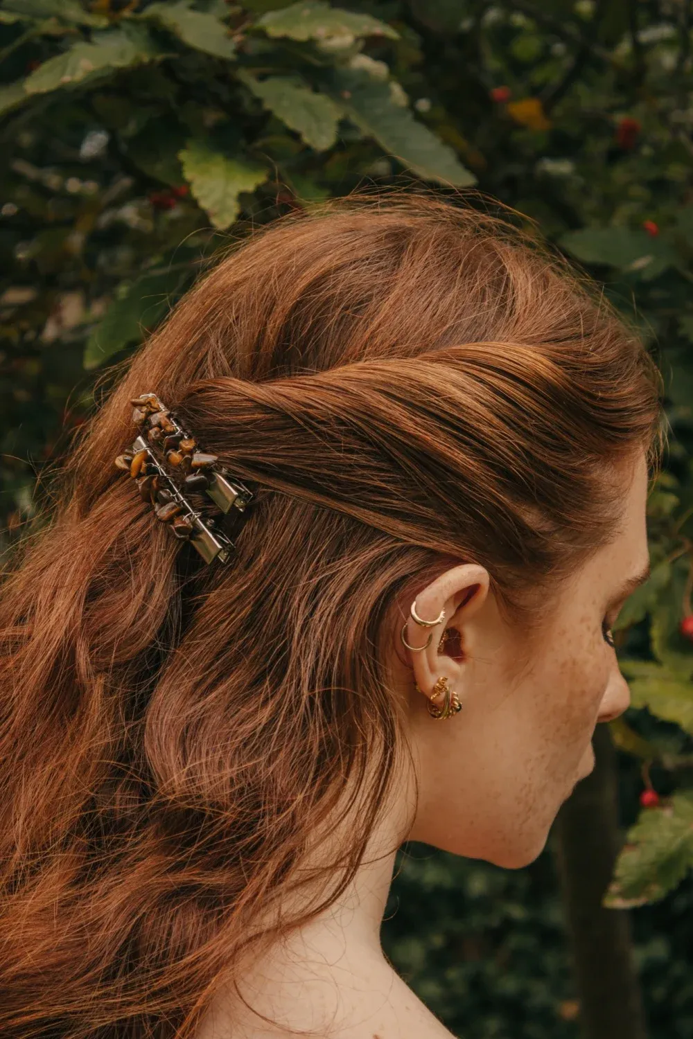 Tiger's Eye Crystal Hair Clip - Set of 2