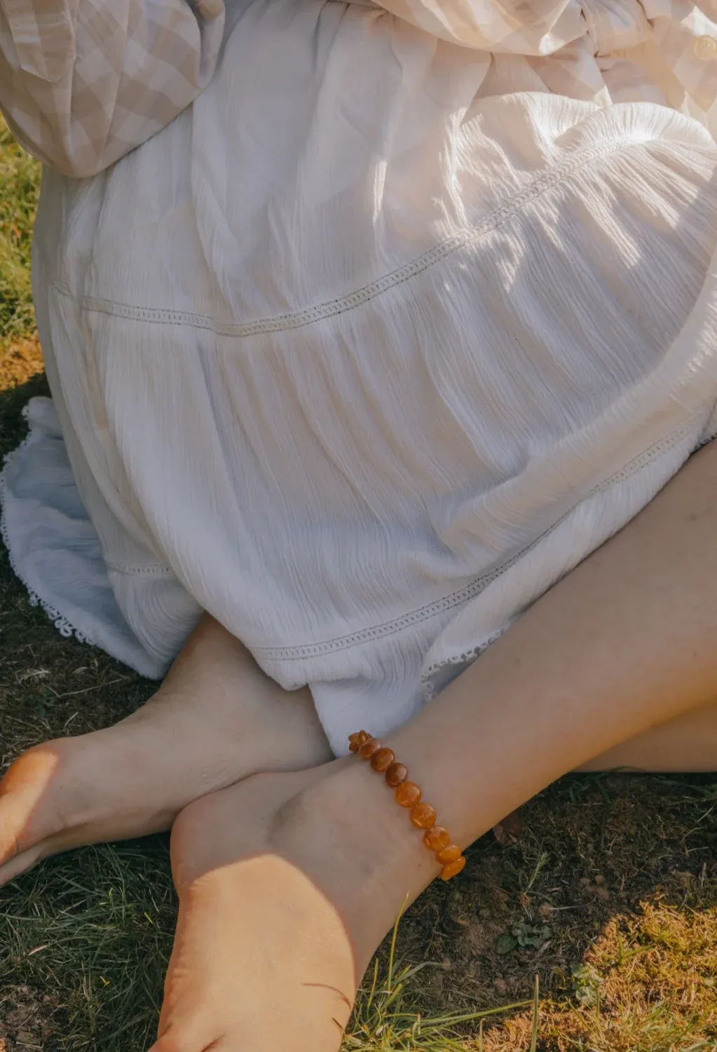 Yellow Jade Anklet in Gold