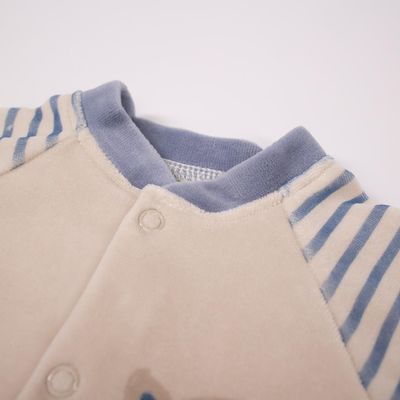 Velvet Baby Pajama with Front Opening – Raccoon Design