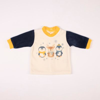 2‑Piece Velvet Baby Set – Long‑Sleeve Top with Back Opening + Footed Pants