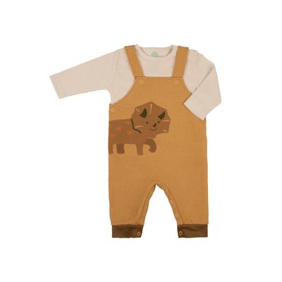 2‑Piece Organic Cotton Set – Waffle Romper with Adjustable Straps + Ribbed Long‑Sleeve Top
