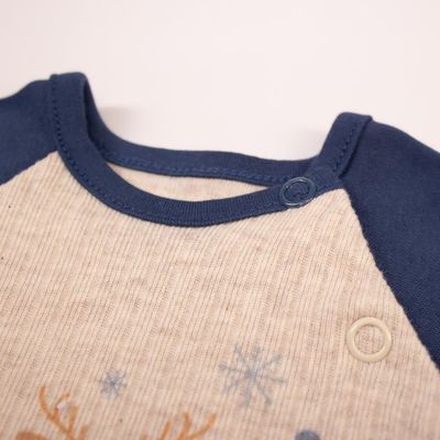Long‑Sleeve Ribbed Cotton Bodysuit with Front Opening – Winter Friends Design