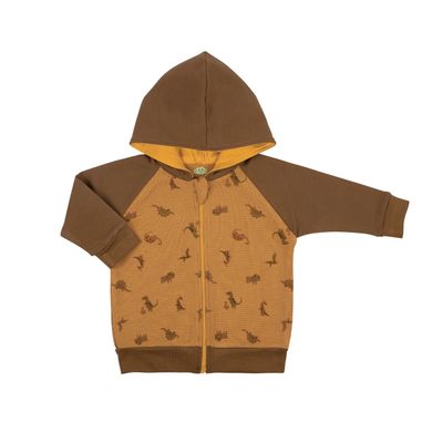 Waffle Cotton Jacket with Zipper and Hood
