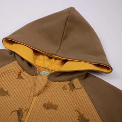 Waffle Cotton Jacket with Zipper and Hood