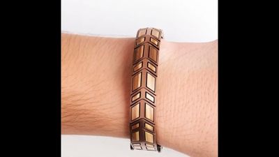 Rose gold Steel &amp; Whiskey Wood Bracelet | RAGNAR