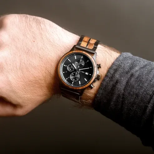 Walnut Wood Watch with Black Dial | FIBONACCI