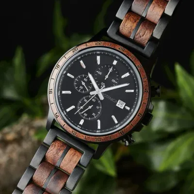 Walnut Wood Watch with Black Dial | FIBONACCI