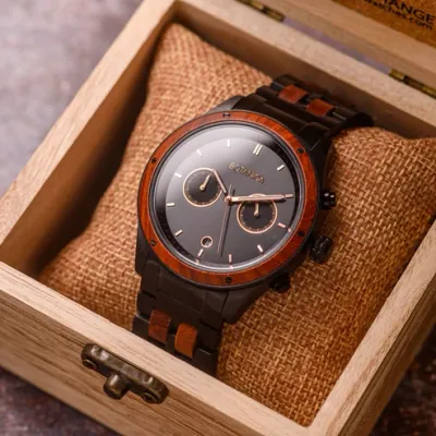 Rosewood Watch with Black Dial | ORDA