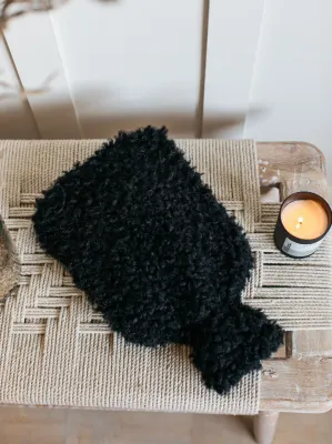 51% off By ALSO Home Lia Faux Sheepskin Hot Water Bottle Cover Black