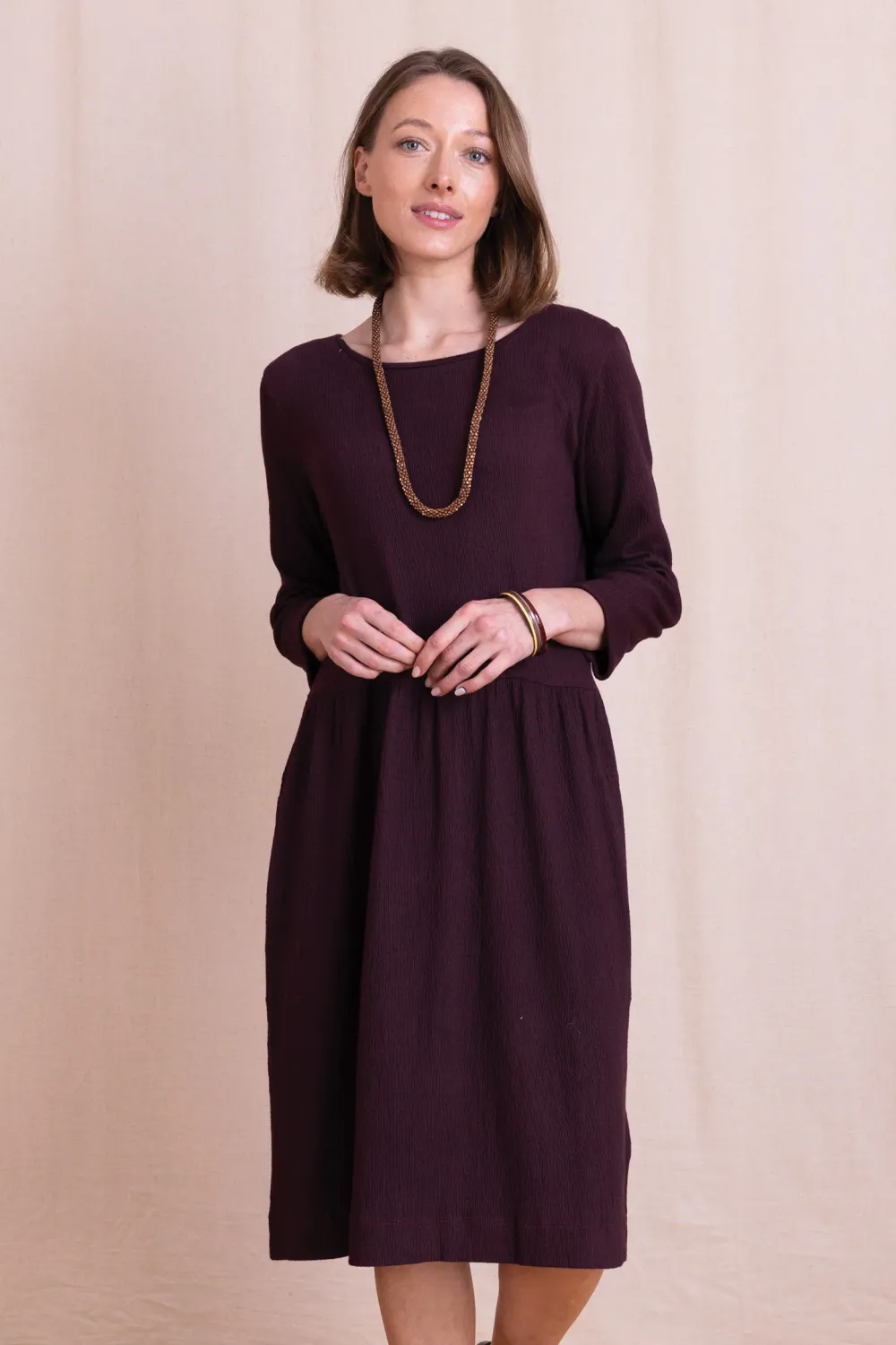 Relaxed Textured Jersey Dress