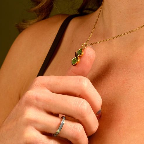 Malachite Stone &amp; Gold Necklace
