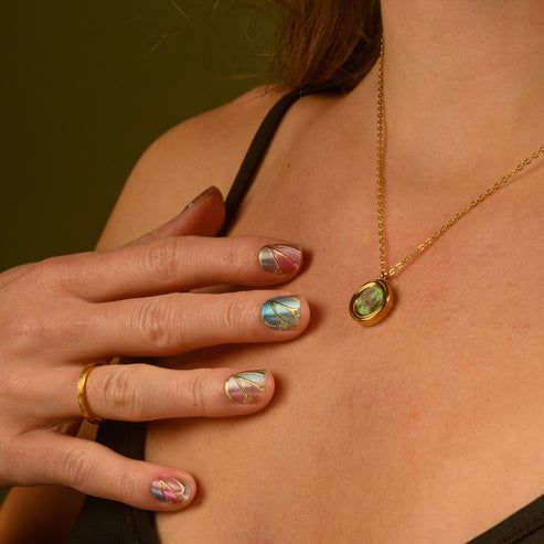 Malachite Stone &amp; Gold Necklace Circle