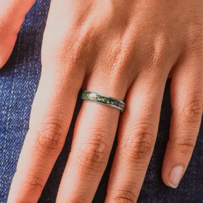 Moss Agate Tungsten Ring | SAPHIRA 4mm