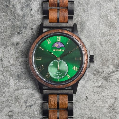 Walnut Wood Watch Green Dial | ECLIPTIC