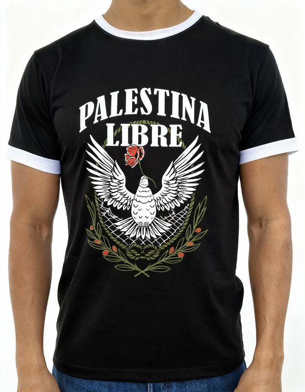 Camiseta “Palestina Libre – Paloma y Olivo”