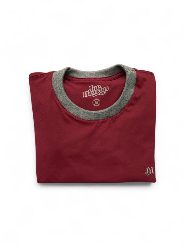 Camiseta Ringer - Vino y gris