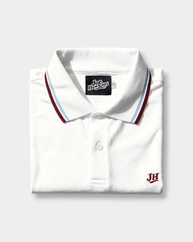 Polo mujer JH - Blanco / Azul y vino